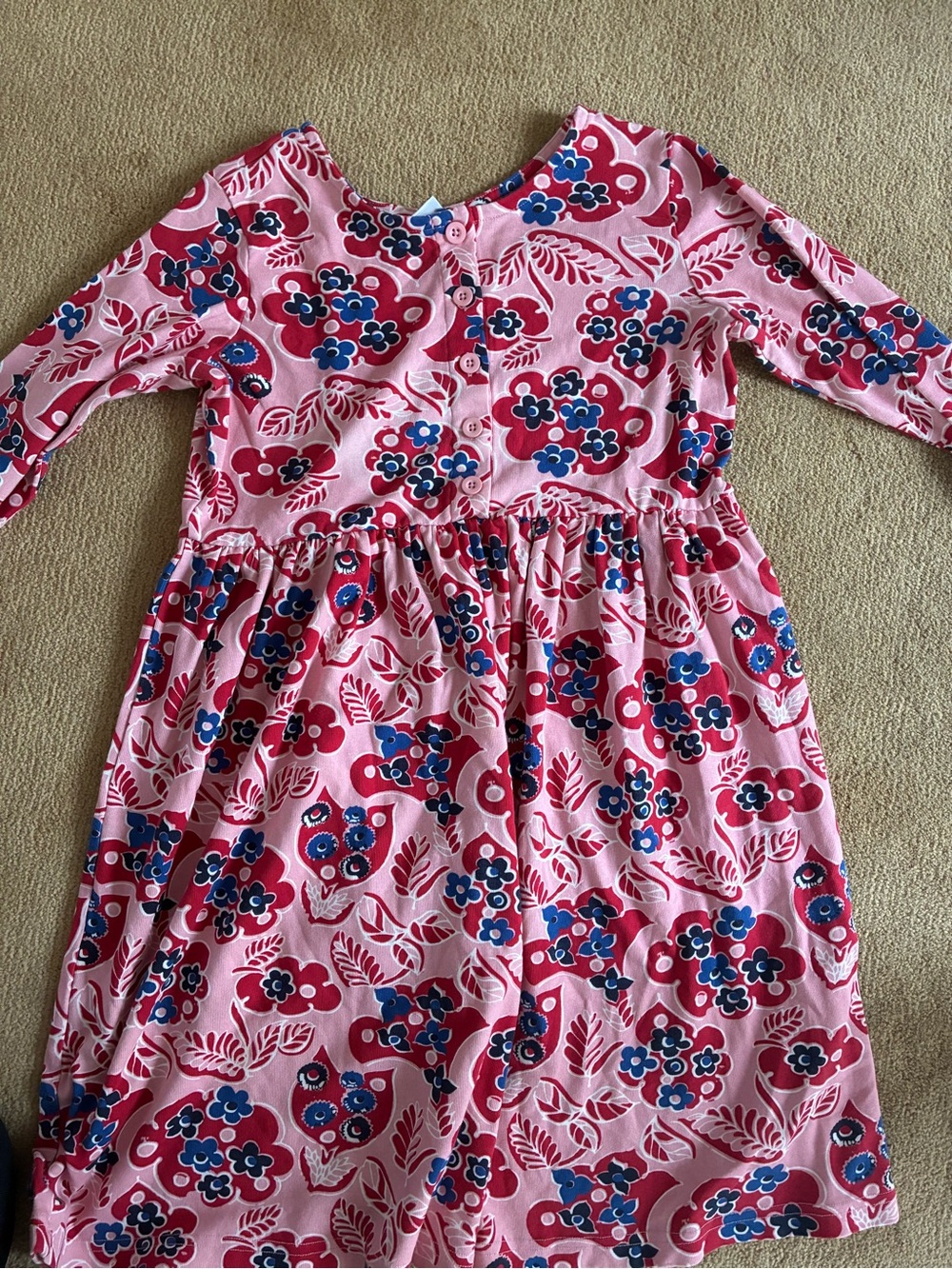 Hannah Anderson Girls Pink Floral Long-Sleeve Dress